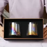 个杯堂 金山·炫彩威尔对杯 炫彩水晶杯洋酒威士忌酒杯酒具24k描金无铅水晶杯 jh