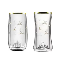 金银烧仙鹤双层对杯