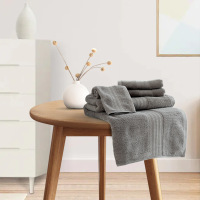 水星家纺 122258 毛浴巾套盒 灰色 卡米巴基斯坦毛浴巾-X03(烟灰色)
