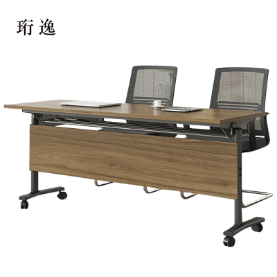 珩逸折叠培训桌简约双人桌子带轮双层会议桌长1600mm宽500mm高750mm(不含椅)