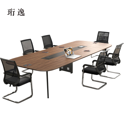 珩逸会议桌工作桌培训桌小型洽谈桌椅组合长2.4米桌+8把椅[工厂现做 7天内发货]