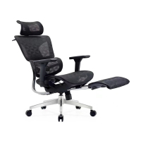 花城人体工学椅电脑椅办公椅双背 升级版黑框黑网带脚踏