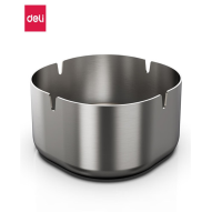 得力(deli)LQ172 单个装 烟灰缸 客厅办公透明玻璃缸 简洁大方 白色 不锈钢圆角