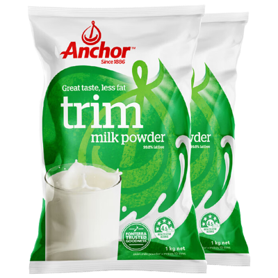 安佳(Anchor)成人脱脂奶粉 进口奶粉 1kg/袋 2袋装 学生奶粉 进口食品 新西兰进口