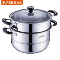 苏泊尔(SUPOR)蒸锅 304系列不锈钢 基材金属连接手柄双层蒸锅直径26cm SZ26B7