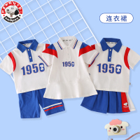 史努比(SNOOPY)童装polo短袖短裤或裙子新款兄妹姐弟拼接套装中小童学院风AL023