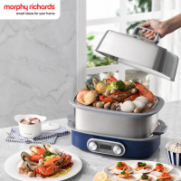 摩飞 电蒸锅 家用12L双层大容量蒸炖锅速蒸锅 多功能预约定时电炖锅隔水炖煮锅 MR1168蓝 jh