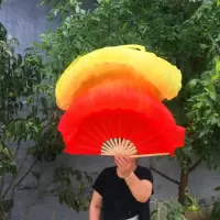 悠拓者(OKOTAN) 长绸舞蹈扇子火焰扇渐变 1.2米火焰扇黄橙红一对左 右手