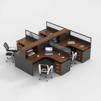 干字型职员办公桌 4人工位桌屏风卡座办公室桌椅组合办公家具 (干字型4人位+4椅)