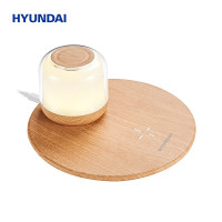 现代(HYUNDAI)YH-F020时尚炫彩磁吸夜灯无线充音箱 木纹色