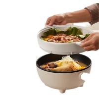 博拉利(bolali)不粘锅电热多功能家用4升电蒸锅炒菜炖煮一体煎炒锅BL-50B08 4升+不沾锅机械款(带笼款)
