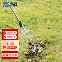谐晟 9齿伸缩耙 树叶耙钢丝耙子搂树叶耙 草耙铁耙子 1把