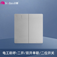 飞雕(FEIDIAO)开关面板A7纯平大板 单控开关 二开单控电源墙壁开关面板 A7月光银二开单控