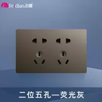 飞雕(FEIDIAO)118型开关插座面板 功能键模块件自由组合搭配 格调118荧光灰二位五孔插