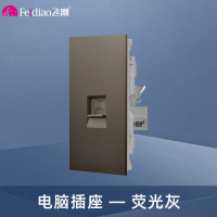 飞雕(FEIDIAO)118型开关插座面板 功能键模块件自由组合搭配 格调118荧光灰一位电脑插座功能键