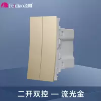 飞雕(FEIDIAO)118型开关插座面板 功能键模块件自由组合搭配 格调118流光金小两位双控开关功能键
