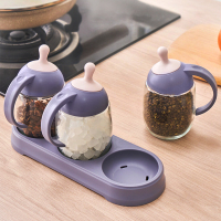 禧天龙H-8315禧畔勺盖一体三组玻璃调味缸/紫色奶瓶 Z