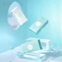 初爱棉柔巾婴儿干湿两用宝宝加大加厚抽取式纯棉洗脸巾便携式100抽/包 蓝白混色 3包300抽,20*20cm