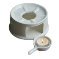 书仙森 白色大圆炉+勺柄 酒店保温炉陶瓷加热创意温暖保温炉具茶具配件日用百货合格品茶道