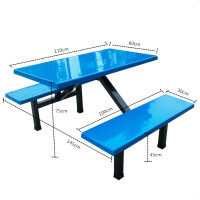 家保利定制四人位食堂餐桌玻璃钢+铁架1450*750(桌面1100*600+座位1000*300)mm 不含安装