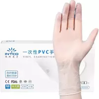 英科一次性手套食品级PVC清洁透明薄膜防水手套[M中码 100只/盒]