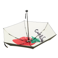 红叶 迷你超轻小巧五折印花黑胶梨莓晴雨伞 2636