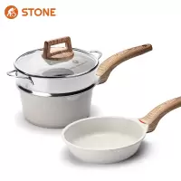 司顿不粘奶锅配蒸格+ 油嘴不粘煎盘(无盖)套装STH2201A-C2