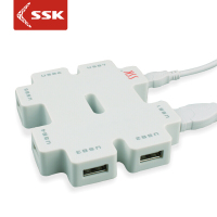 飚王(SSK) SHU011 一拖七口USB2.0集线器 HUB分线器 含电源(5V/2A)可充电扩展器转换器 积木白色