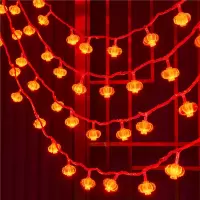 名凌LED彩灯闪灯串灯红灯笼中国结户外新年装饰春节满天星闪灯彩灯串 5米50灯[电池款常亮+带闪 不带电池] 10个装