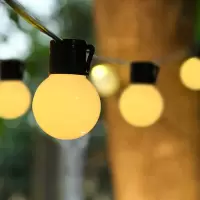 名凌太阳能灯串G50球灯泡阳台装饰氛围 5CM白色圆球/透明圆球[挂钩款] 6米40灯[电池透明线款] 10个装 Z