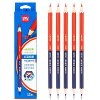 得力(deli)红蓝铅笔 12支装