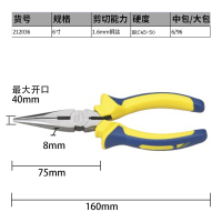 长城尖嘴钳多功能小手工带剥线工业级尖口钳子尖头钳子6/8寸 美式重型6寸(212036)