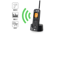 摩托罗拉 O202C 黑色 零拖二 防尘防水 三方通话座机远距离数字无绳电话机子母机