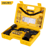 得力 DL1021L 21件套手电钻锂电钻电动螺丝刀多功能家用工具箱组合套装