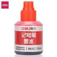 得力(deli)S632记号笔墨水油性笔墨水大头笔墨水 配S552记号笔墨水 单瓶装 红色 12ml