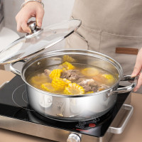 德铂(Debo)怀亚特火锅不锈钢汤锅涮锅燃气电磁炉通用30cm