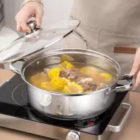 德铂(Debo)怀亚特火锅不锈钢汤锅涮锅燃气电磁炉通用30cm