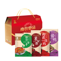 南农 酱卤四件套礼盒(烧鸡500*1,盐水鸭450g*1/南农酱鸭500g*1二选一,招财猪手380g,酱牛肉250g)