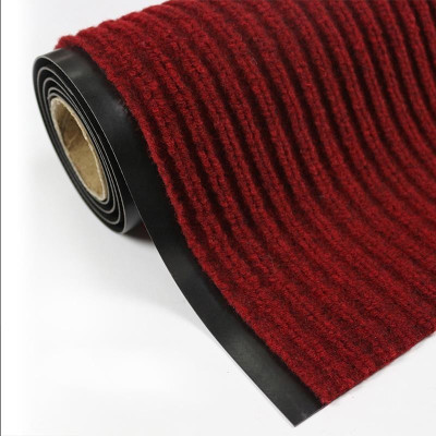 品乐涤 复合条纹地垫 防滑吸水地毯商场门口地垫 宽0.9*1米长 酒红色 可定制