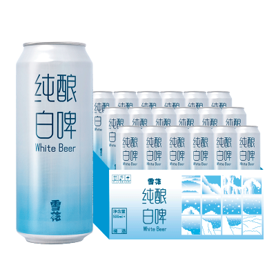 雪花啤酒纯酿白啤500ml*18听整箱装