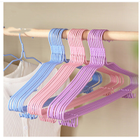 一痕沙 大衣架子衣服架晾衣架晒挂衣架成人衣服撑子浸塑带挂钩 10支装 粉色