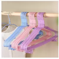 一痕沙 大衣架子衣服架晾衣架晒挂衣架成人衣服撑子浸塑带挂钩 10支装 粉色