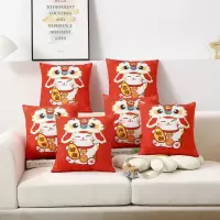 企业定制 国潮醒狮兔抱枕被宝宝绒兔年抱枕被40cm(100只起售)