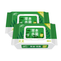 清风 草本杀菌去菌湿巾卫生湿纸巾抽取式[带盖温和锁水]成人湿巾80片/包 12包/箱