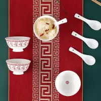 共禾京品&周大福联名 福运餐具碗碟套装耐碰撞强化瓷陶瓷12件套送礼碗筷