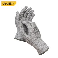得力(deli)防切割手套加厚耐磨工作手套耐寒耐磨耐油手套工业汽修防油污L码1双灰色 DL521042