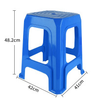 茶花塑料凳子高凳餐桌凳加厚成人椅子防滑浴室凳换鞋矮凳茶几凳子 48.2cm(蓝色4张)加厚