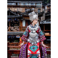 WAHL 贵州苗族服饰配饰 舞台演出服 头饰+项圈 (L码)单位:套