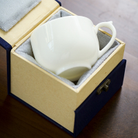 盛歌 大号羊脂玉陶瓷泡茶杯德化白瓷咖啡杯防烫有耳品茗杯带把茶杯纯色