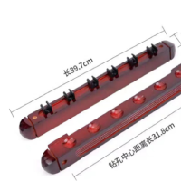 台球杆架壁挂桌球靠杆器实木放置架放杆支架子台球杆配件罗马杆架 6孔实木墙挂式球杆架(酒红色)